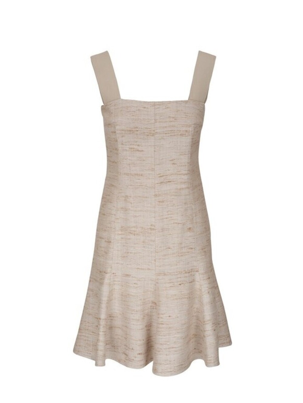NEW, Akris Punto Flax Silk Fit & Flare Dress in Beige Sz 14 #DD83